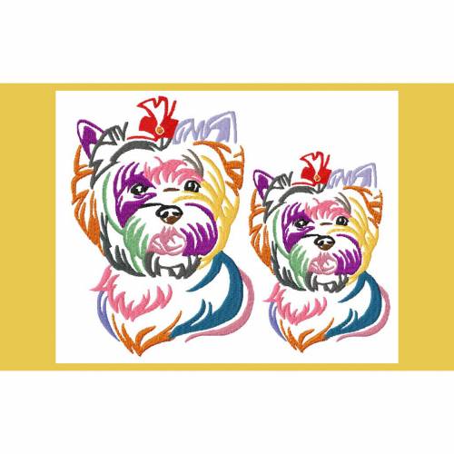 Stickdatei Yorkshire Terrier in 2 größen 100x140 130x184 mm