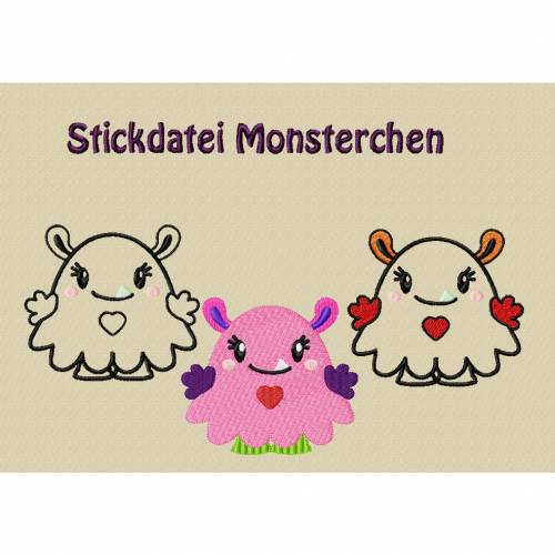Stickdatei Monsterchen 90x100 130x140 mm