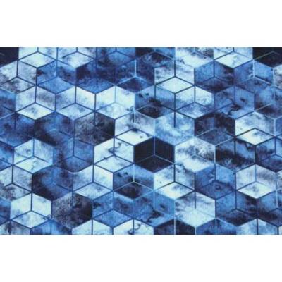 French Terry Geometrie Sommersweat Batik blau – Jersey Stoff mit Rauten für Männer & Jungen nähen