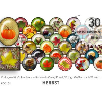 HERBST 30 Cabochonvorlagen Cabochon Vorlagen digital Download Buttonvorlagen Bilder für Schmuck Cabochons Buttons