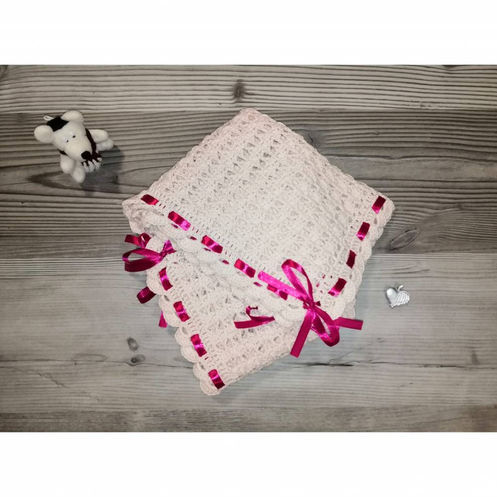 Babydecke, Kuscheldecke, gehäkelte Decke, 100% Baumwolle