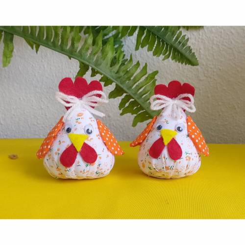 Lustige Hühner im Set in Orange 