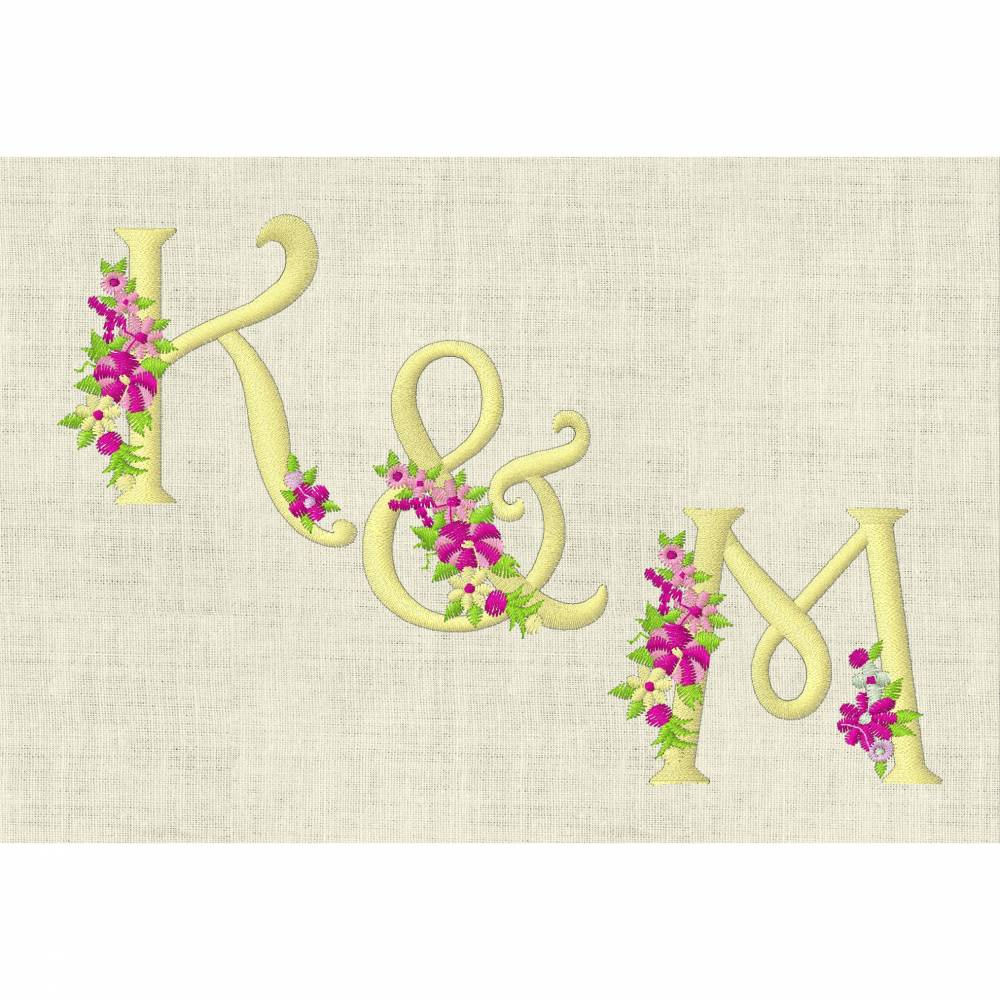 Stickdatei Monogramm mit Blumen Schrift ca. 70mm ABC Buchstaben Zahlen  Set 636 Maschinenstickerei Bild 6