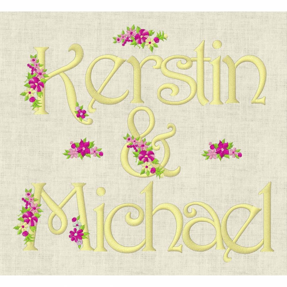 Stickdatei Monogramm mit Blumen Schrift ca. 70mm ABC Buchstaben Zahlen  Set 636 Maschinenstickerei Bild 7