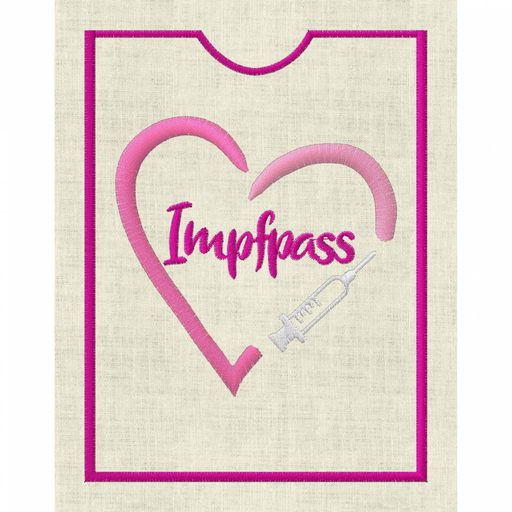 Stickdatei Impfpass In the Hoop Spritze  mit Herz Arzt  625/5 Maschinenstickerei Bild 1