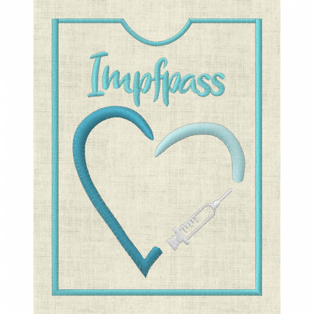 Stickdatei Impfpass In the Hoop Spritze  mit Herz Arzt  625/5 Maschinenstickerei Bild 2