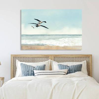 Faszination Albatros - Collage Wandbild Seevögel fliegen über dem Meer Vintage maritim Leinwanddruck