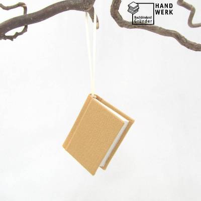 Mini-Notizbuch Minibuch Dekoration, beige, handgefertigt