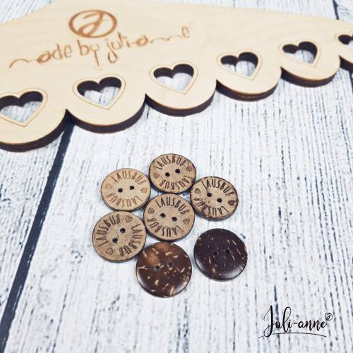 Eigenproduktion Kokosknopf "LAUSBUB" 20mm - Knopf Kokos Holz