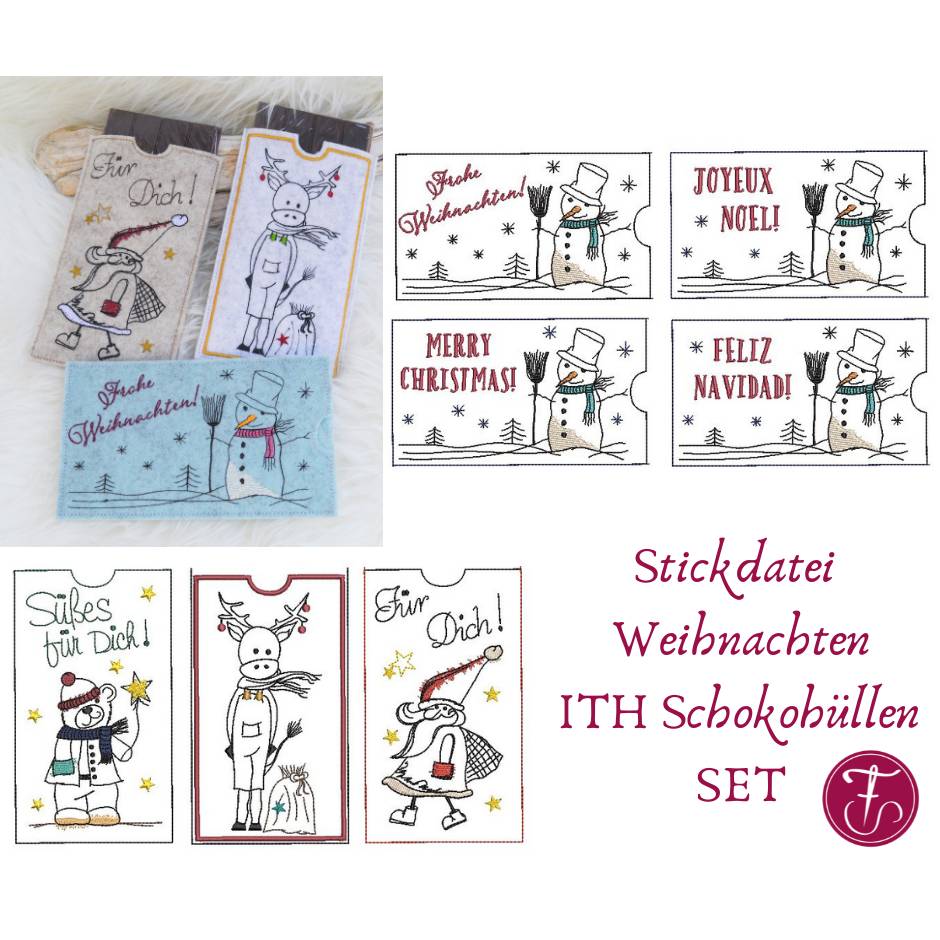 Stickdatei Weihnachten Schokohüllen SET Figuren Bild 2