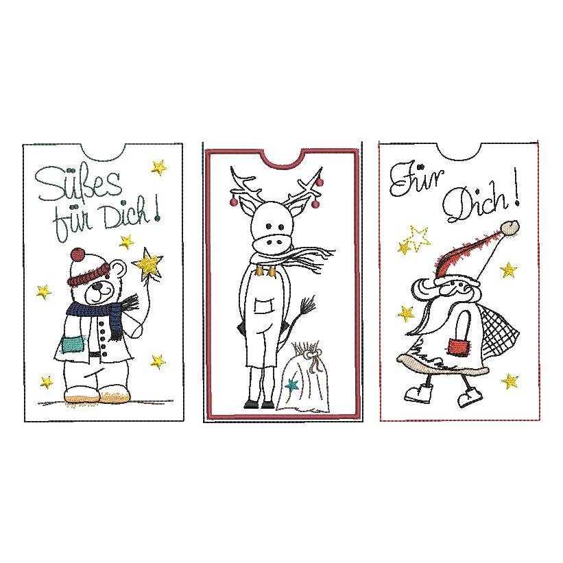 Stickdatei Weihnachten Schokohüllen SET Figuren Bild 7