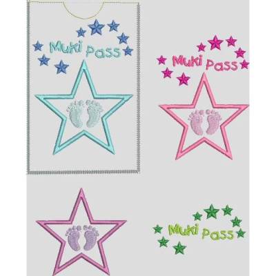Stickdatei MuKiPass MutterKindPass ITH  Stern Babyfüsse Doodle Maschinenstickerei Mutterkindpass