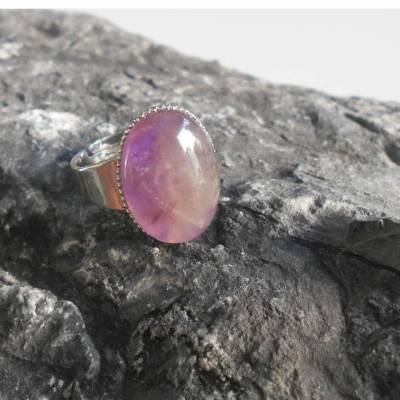 Amethyst, ONE SIZE Ring versilbert 