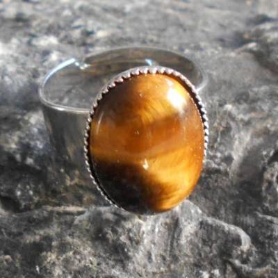 Tigerauge , ONE SIZE Ring versilbert 