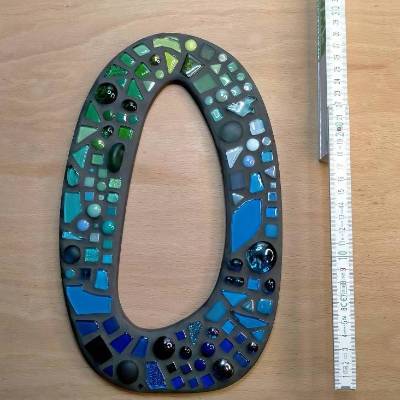 Hausnummer 0 MAXI = Der Riese mit Glasmosaik**handgefertigt**