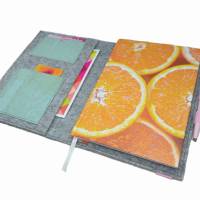 Organizer für Din A5 Kalender Ringbuch | Buchhülle aus Merino Wollfilz + Kork | mit optionalem Vorderfach / Stifthalter