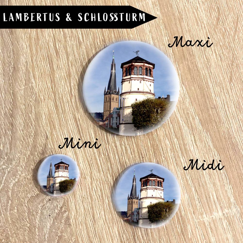 Düsseldorfer Schlossturm & Sankt Lambertus Button Bild 3