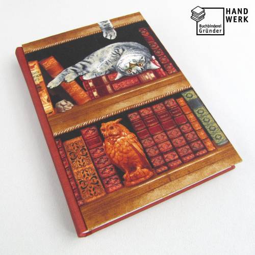 Notizbuch, Katzen, Bücher, A5, 150 Blatt, Hardcover, Tagebuch, Kladde, Skizzenbuch