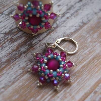 Ohrringe Ohrhänger Pink-Türkis