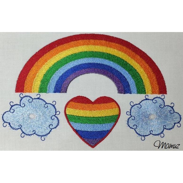 * RegenbogenWolkenHerz* Stickdatei, Regenbogen, Wolken, Herz Bild 1
