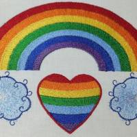 * RegenbogenWolkenHerz* Stickdatei, Regenbogen, Wolken, Herz