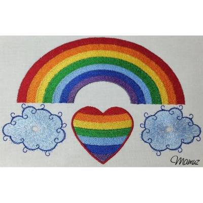* RegenbogenWolkenHerz* Stickdatei, Regenbogen, Wolken, Herz