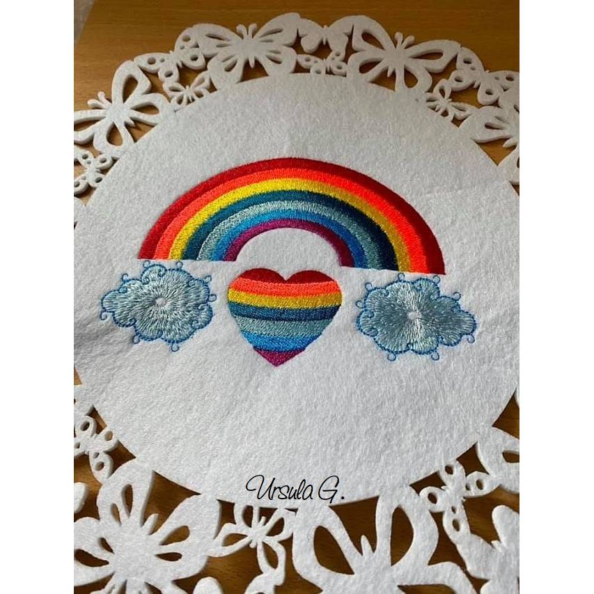 * RegenbogenWolkenHerz* Stickdatei, Regenbogen, Wolken, Herz Bild 3