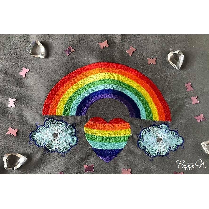 * RegenbogenWolkenHerz* Stickdatei, Regenbogen, Wolken, Herz Bild 4