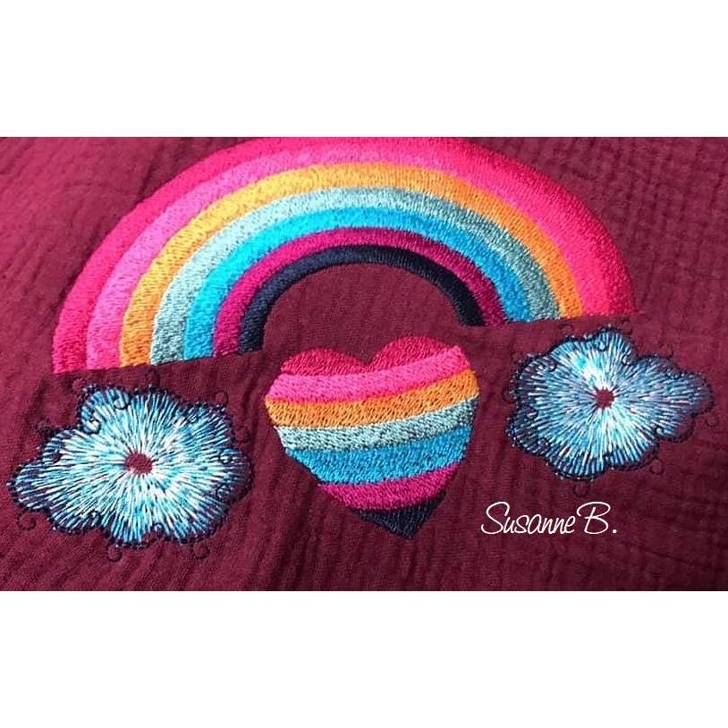 * RegenbogenWolkenHerz* Stickdatei, Regenbogen, Wolken, Herz Bild 6