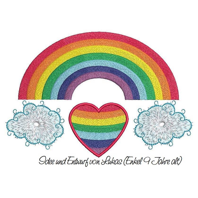 * RegenbogenWolkenHerz* Stickdatei, Regenbogen, Wolken, Herz Bild 7
