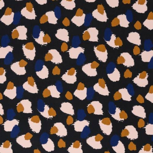 Viskosestoff Blusenstoff, Antonia Swafing, schwarz ocker Tupfen, weich fallende fließende Viskose