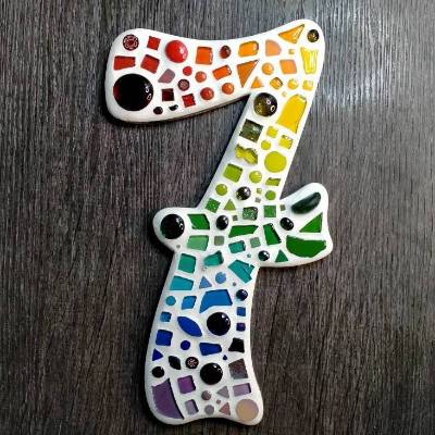 Hausnummer 7 MAXI = Der Riese mit Glasmosaik**handgefertigt*