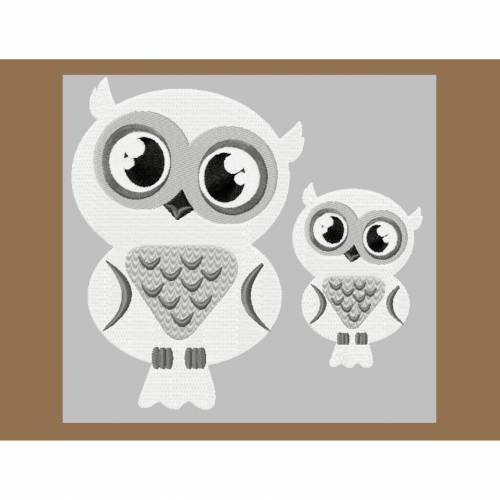 Stickdatei, Schneeeule Eule in 2 größen