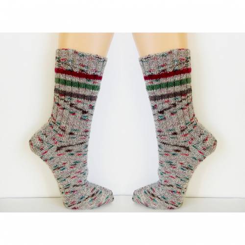 Herrensocken Männersocken, Wunschgröße, Pfeffer und Salz, bunte Ringel Männer-Socken, handgestrickte Socken