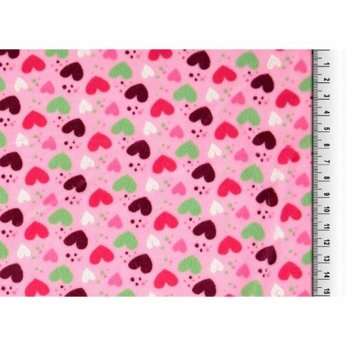 Nicki Stoff Kinderstoff Herzen Druck Rosa