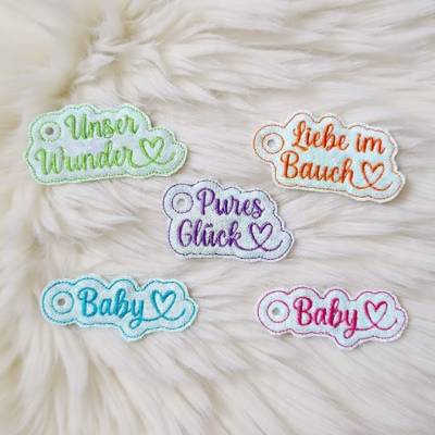 Stickdatei Schlüsselanhänger Baby Liebe im Bauch - Unser Wunder Set 2661 – Stickmuster für Geburt & Wickeltasche