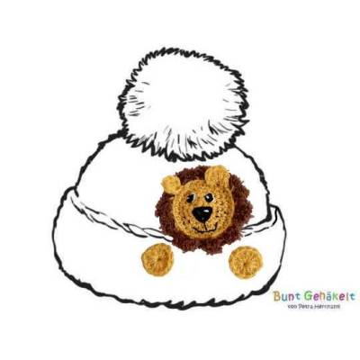 Löwe Applikation, Häkelapplikation, Tierapplikation, Applikation für Mütze, Kinderapplikation, gehäkelt, gehäkelte Appl