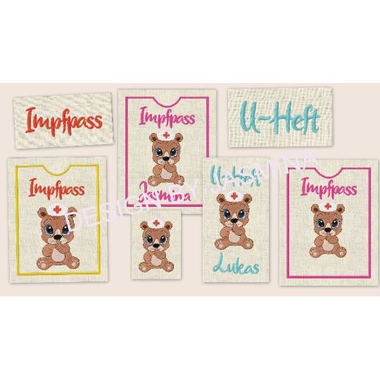 Stickdatei Teddy, U-Heft, Impfpass,  In the Hoop   625/T Maschinenstickerei Bild 1
