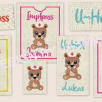 Stickdatei Teddy, U-Heft, Impfpass,  In the Hoop   625/T Maschinenstickerei