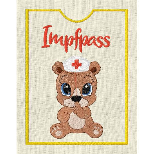 Stickdatei Teddy, U-Heft, Impfpass,  In the Hoop   625/T Maschinenstickerei Bild 2