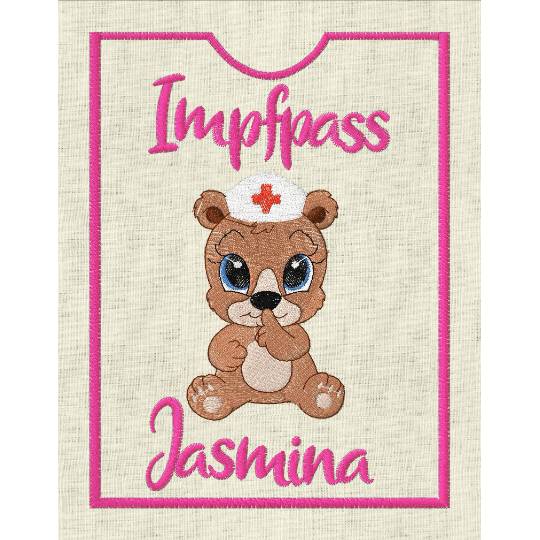 Stickdatei Teddy, U-Heft, Impfpass,  In the Hoop   625/T Maschinenstickerei Bild 3