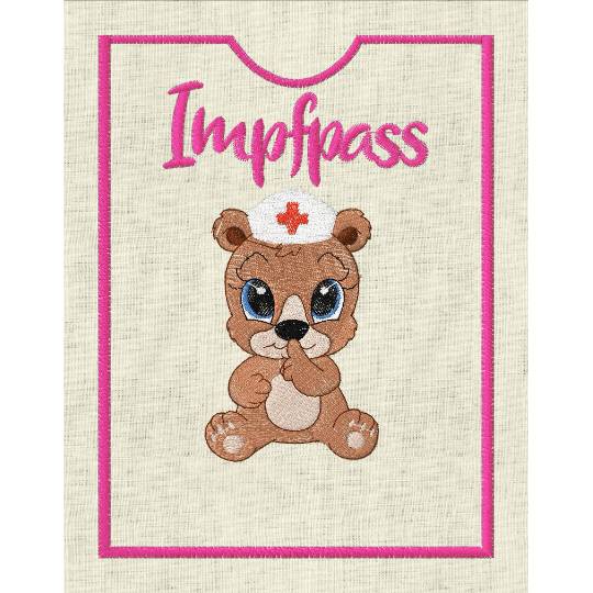 Stickdatei Teddy, U-Heft, Impfpass,  In the Hoop   625/T Maschinenstickerei Bild 4