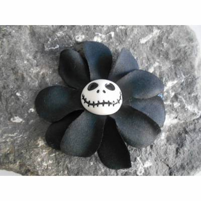 Skull , Jack, Haarspange oder Haargummi ,  Plumeria, , Stoff, Hibiskus , Blume, schwarz 