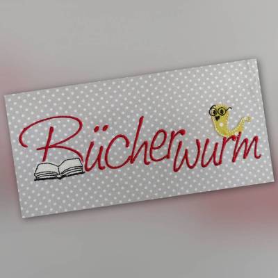 Bücherwurm Wort zum Sonntag NadelSprünge Stickdatei