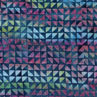 Patchworkstoff Batikstoff 75cm in blau mit bunten Dreiecken 6/314 reine Baumwolle Patchwork Nähen Quilten