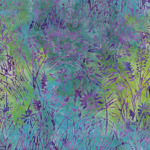 Batikstoff Patchworkstoff reine Baumwolle 6/253 grün/blau mit Gräsern Patchwork Nähen