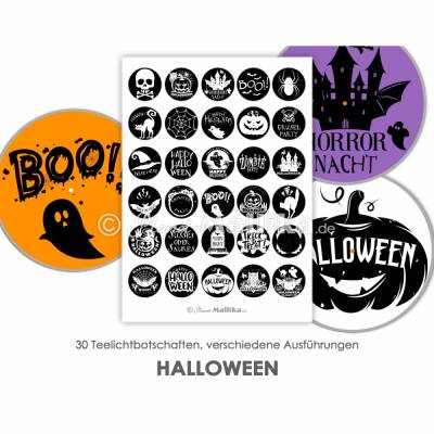 HALLOWEEN Teelicht - Botschaften Teelicht Vorlagen Bilder für Teelichter digitale Datei zum Selbstausdrucken 