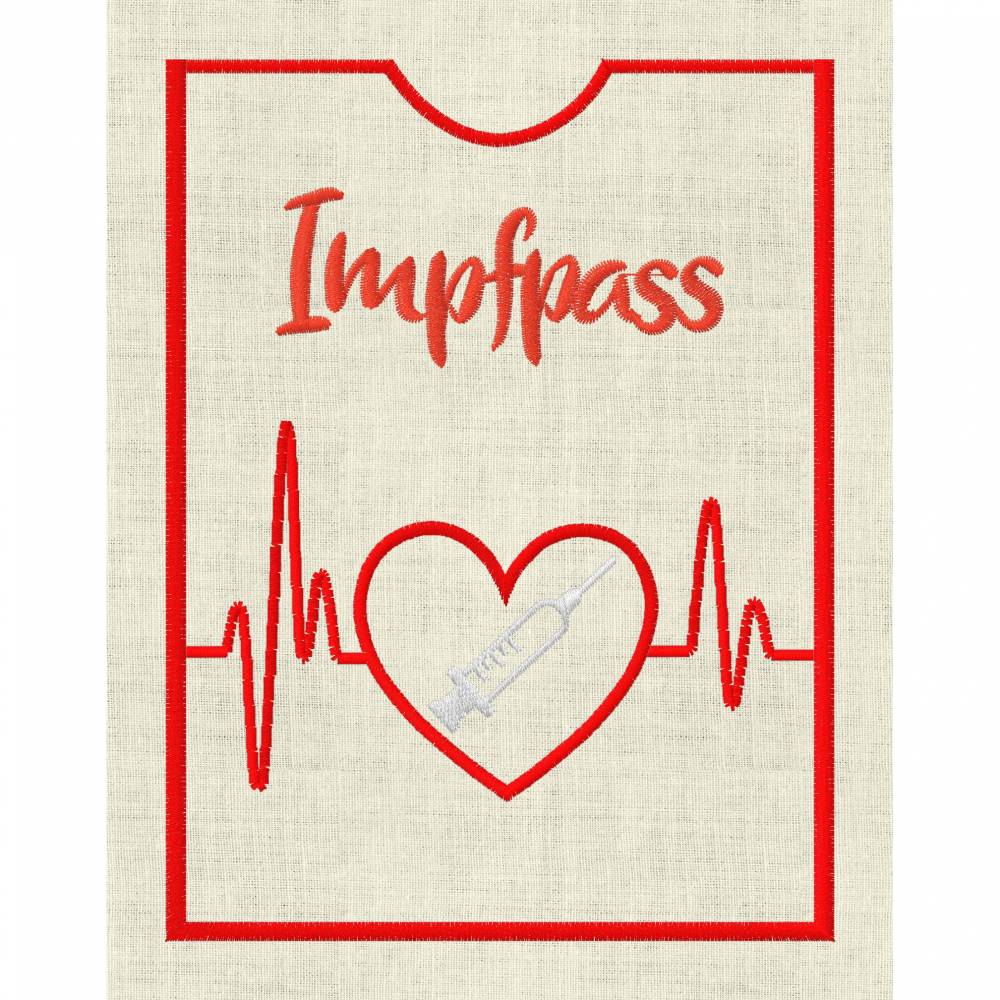 Stickdatei Impfpass In the Hoop Spritze  mit Herz und EKG Arzt  625/h Maschinenstickerei Bild 2