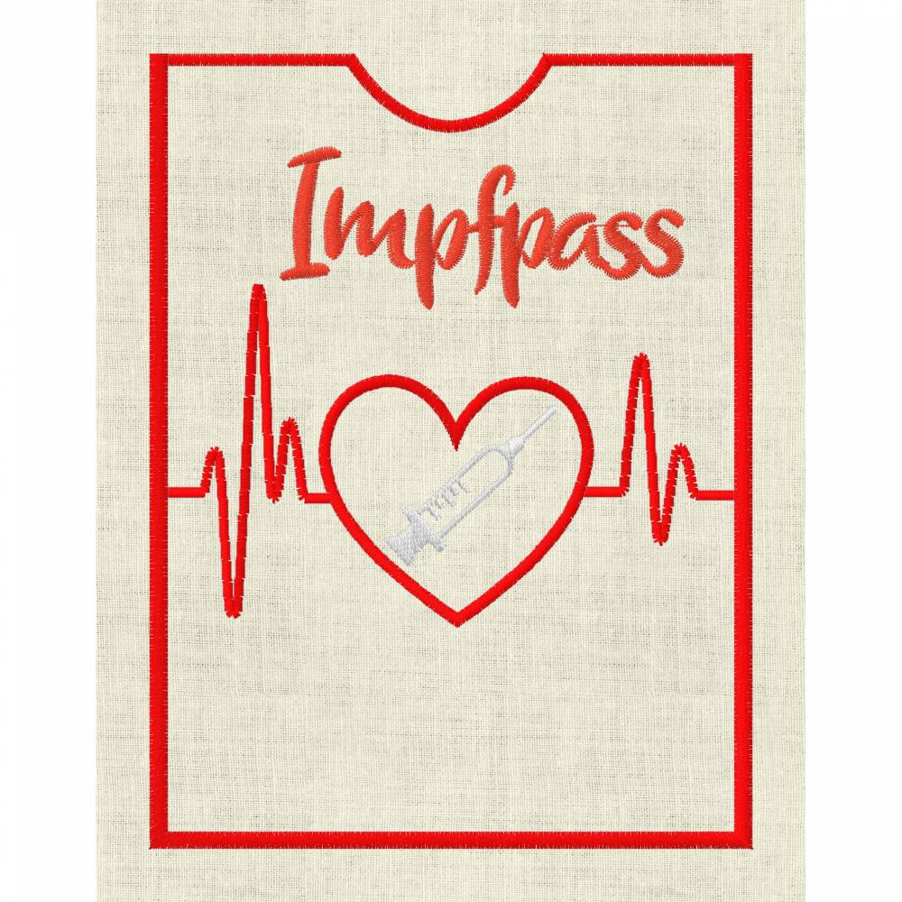 Stickdatei Impfpass In the Hoop Spritze  mit Herz und EKG Arzt  625/h Maschinenstickerei Bild 4