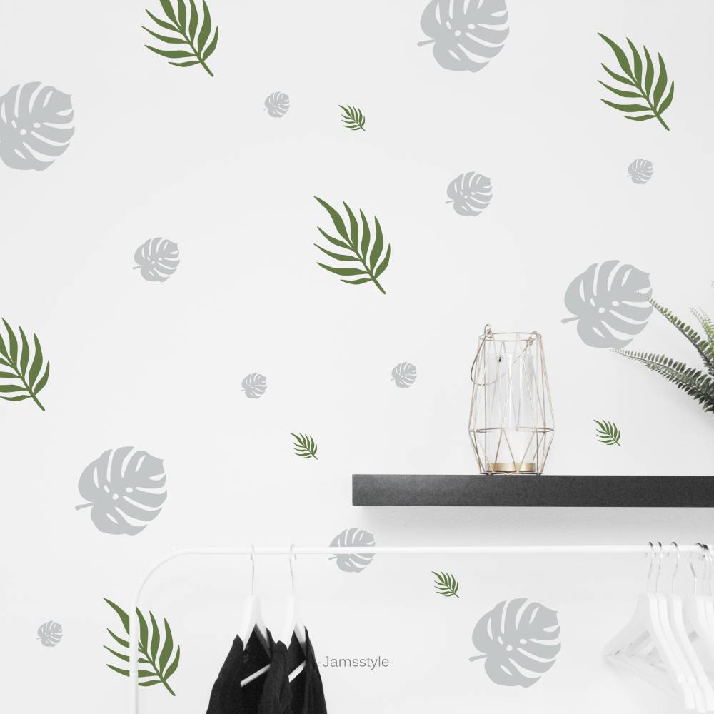 Wandtattoo Wandsticker "Botanische Bltter, Monstera" Botanik,  Palm-Bltter, Pflanze
